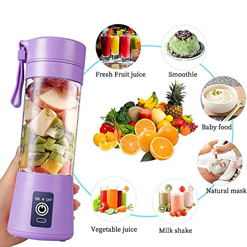 Image of AMZCHEF juicer Portable Electric Nail Drill Professional Home Outdoor USB Rechargeable 380ML Hand Fruit Mixer for Home Outdoor (purple)