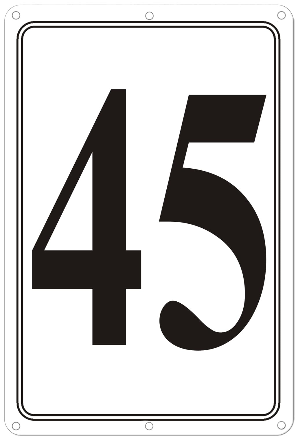 Premium Aluminum Number Signs 45, Metal 12" X 8" Numbered Signs Outdoor for Parking Lots, Floor, Dock, Court, Aisle, Field, High Visibility, No Fade, Weather-resistant