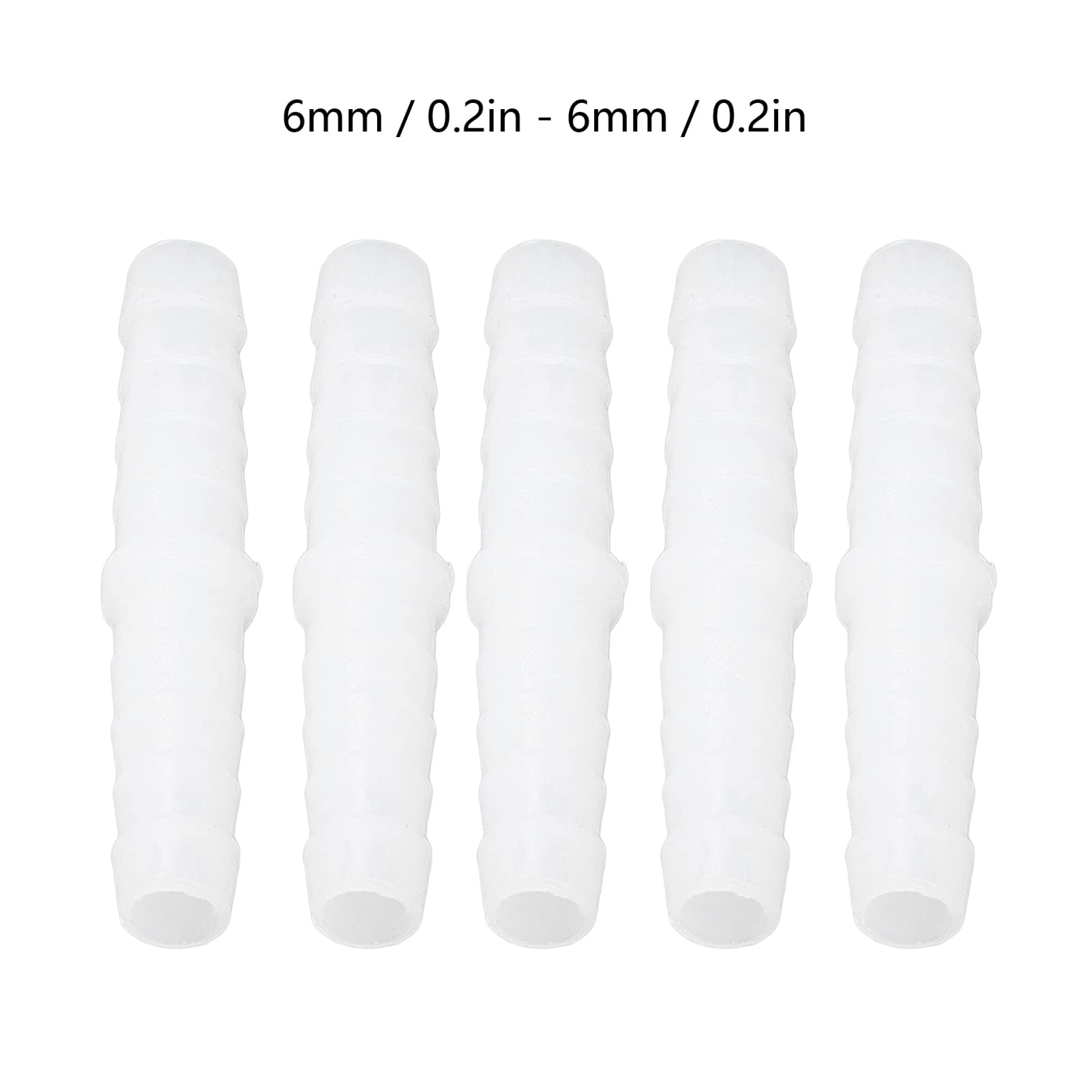 Generic Raccord de Tuyau en Plastique 10 Pièces, Tuyau Barbe Raccord Droit égal Barbelé en PE Résistante, Joint Union adaptateur à L'usure pour Tuyau de Pompe Tuyau en Silicone(6-6mm)