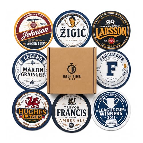 Birmingham City Football Beer Mat Coasters | 8-Pack Gift Set | Blues Fan Gift | BCFC Inspired Designs | Birthday Christmas Stocking Filler | Gifts for Men
