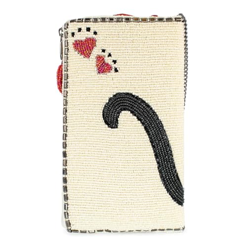 Mary Frances Purr-Suit Beaded Black Cat Crossbody Cell Phone Bag Clutch Novelty Purse with Removable Chain Strap, Multicolor2