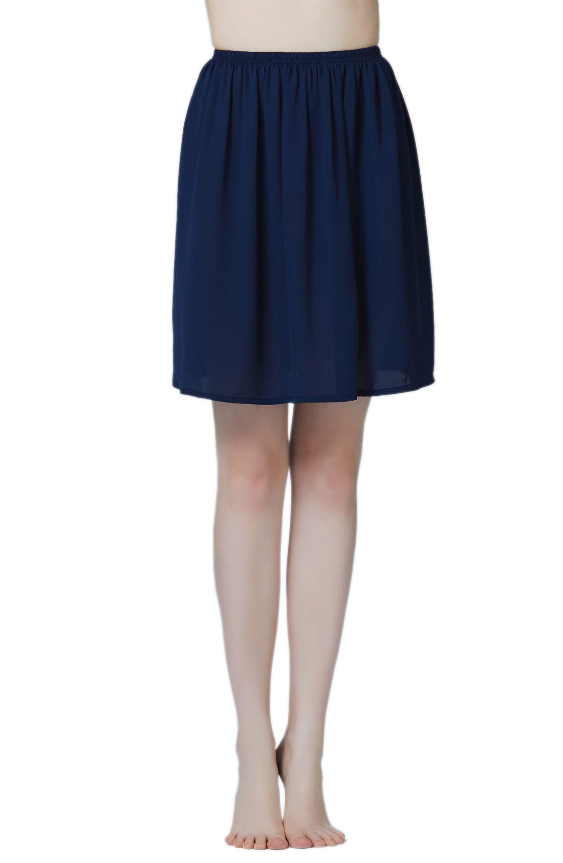 BEAUTELICATEWomen’s Underskirt Chiffon Half Slip Anti Static Cling Resistant Petticoat Summer Waist Slip Cool Lightweight Short Long Nude White Black Navy Blue