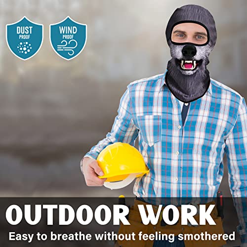 Obacle Balaclava Face Mask Men Women Ski Hunting Cycling (Wolf Open Face Gray) #TOP6