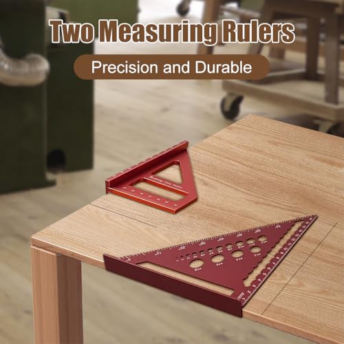 Cartlant 2Pcs Set Speed Square with 3D Multi Angle Measuring Ruler, 45 and 90 Degree Carpentry Combination Tool 7 inch Metric Finder Triangle Woodworking Protractor for Engineer Builders Roofers 2 Cartlant 2Pcs Set Speed Square with 3D Multi Angle Measuring Ruler, 45 and 90 Degree Carpentry Combination Tool 7 inch Metric Finder Triangle Woodworking Protractor for Engineer Builders Roofers - Image 2