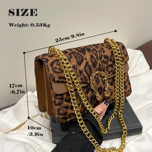 Image of MYHOZEE Crossbody Bags for Women - Snake Printed Clutch Purses Leather Chain Shoulder Bags Evening Handbags
