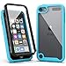 iPod Touch 7 Case,iPod Touch 6 Case,SLMY Armor Shockproof Case with Build in Screen Protector Heavy Duty Shock Resistant Hybrid Rugged Cover for Apple iPod Touch 5/6/7th Generation-Blue
