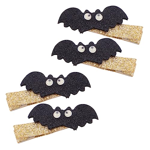 WOONEKY -tête Chauve-souris D'halloween En Tissu Non Tissé Lot De 4 Épingles À Cheveux À Paillettes Coiffe De Chauve-souris Pour Fête