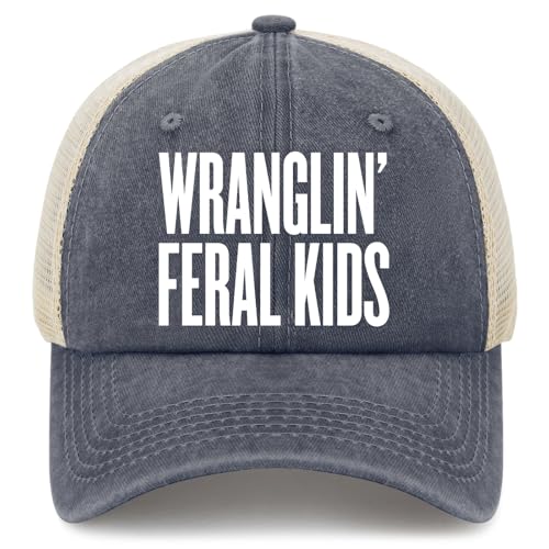 Wranglin' Feral Kids Hat Funny Trucker Hats Women Baseball Cap Funny Gifts