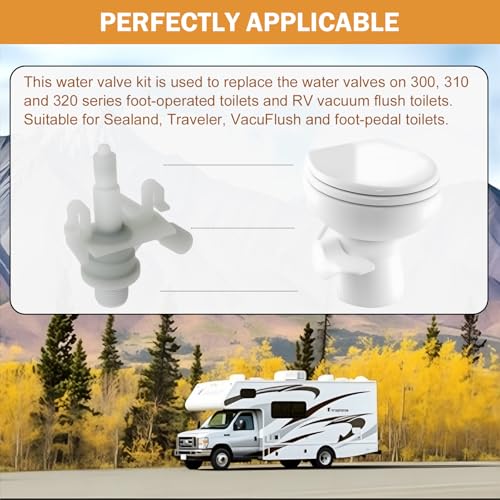 Image of 2 Pack 385311641 Water Valve Kit,Camper toilet valve With Flush Ball Seal Compatible with Dometic 300, 301,310,311,320,321 RV Toilet,Ultrasonic Technology, Leak Proof,Rv Toilet Parts