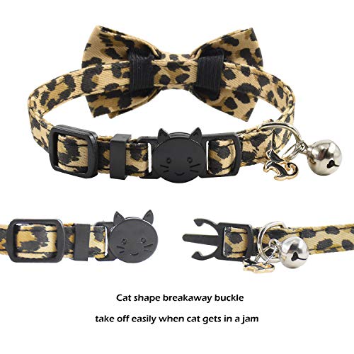 Image of Bowtie Cat Collars Breakaway with Bell, Adjustable Cute Kitty Collars Safety Buckle Kitten Collar for Cat Puppy 7.5-11in (16)