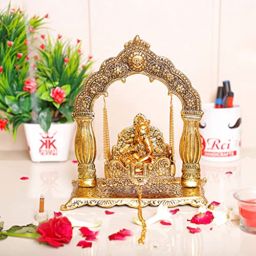 Image of KridayKraft Metal Laddu Gopal Palna,Krishna Jhula Metal Statue for Temple Pooja,Laddu Gopal Jhula,Decor Your Home &Religious Idol Gift Article,Showpiece Figurines,God Idol...
