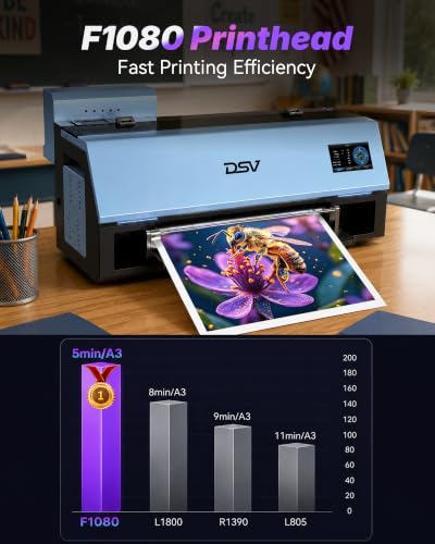 Image of DSV A3 Plus XP600 DTF Printer with Oven&Laptop,2X Printing Speed Compared to L1800,4.5 inch LED Multi-Function Touch Screen,Built-in White Circulation and Automatic Cleaning