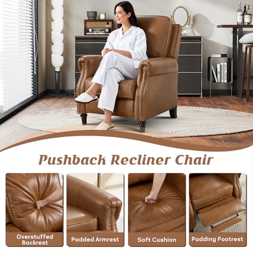 CANMOV Push Back Leather Recliner
