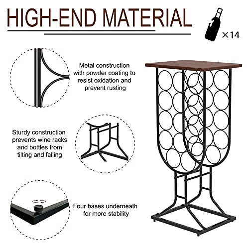 Taleco Gear Freestanding, Wine Stand Rustic Style, Holds 14 Bottles Of Wine, Freestanding Floor, Decorative Wine Storage Rack, Stackable Metal Wine Rack #TOP4