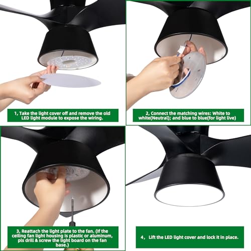 Lphumex Ceiling Fan Led Light Replacement 5In, 3000K/4000K/6000K Dimmable Ceiling Fan Light Kit Only thumb #4