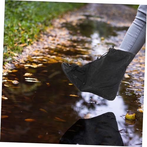 Cubiertas para zapatos impermeables GARVALON talla XXL, cubrebotas reutilizables antideslizantes para adultos, diseño con cremallera, color negro miniatura 2
