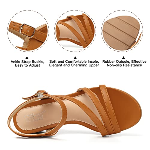 Image of SHIBEVER Wedge Sandals for Women Dressy: Comfortable Low Heel Sandal | Open Toe Ankle Strap Strappy Womens Shoes with Cushioned Casual Walking for Wedding Work Office Travel in Summer