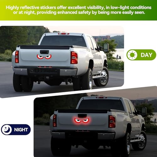 Image of Car High Intensity Reflective Eyes Stickers Side Marker Bumper Fender Safety Warning Sticker Universal Strong Reflective Warning Scratches Protector Sticker for Car Night Visibility 2 Psc (Red)