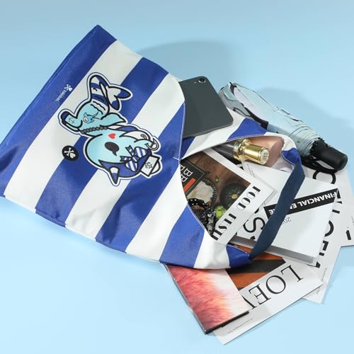 Bolso Tote Grande Azul con Cremallera y Muñeca para Mujer miniatura 5
