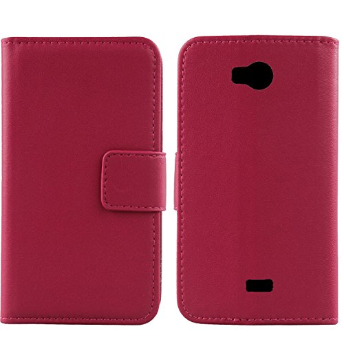 Gukas Design Veritable Cuir Etui pour Wiko Iggy Housse Coque Premium Case Cover Flip Protecteur Portefeuille Genuine Leather Wallet (Rose)