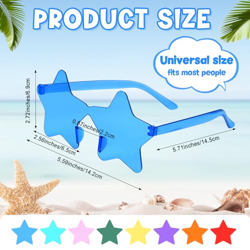 8/12/24/36/48 Pack Star Sunglasses Bulk Colorful Rimless Star Glasses Transparent Candy Color Sunglass for Adult Kids2