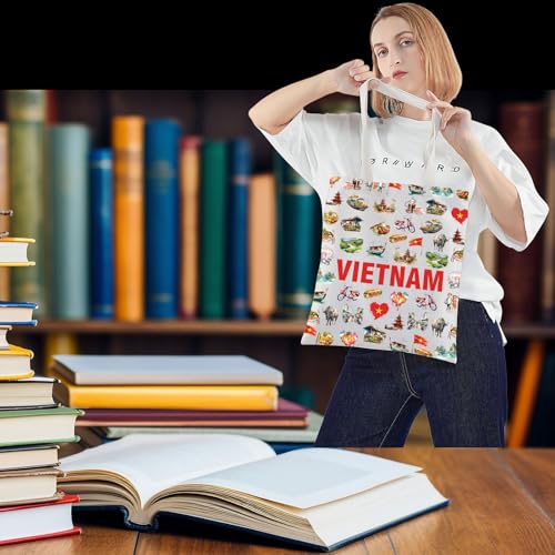 Bolsa de compras inspirada en Vietnam, bolsa tote para viaje con temática vietnamita, regalo temático de Vietnam miniatura 5