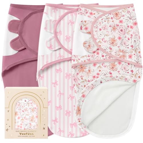 Image of Yoofoss Baby Swaddles for Newborns 100% Organic Cotton, Adjustable Swaddle 0-3 Months 2 Zippers Newborn Swaddle Sack, Breathable Soft Durable