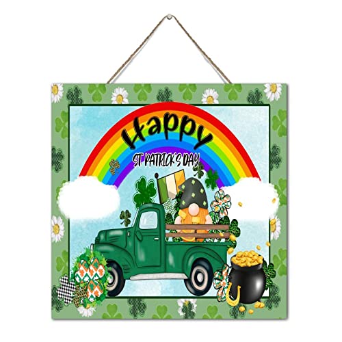Cadeau Saint Patrick : Plaque en bois rustique de gnomes et trèfles pour la maison - 2