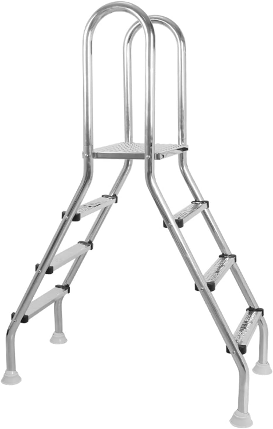 Non-Slip Swimming Pool Ladder with Removable Steps, 3-Step Entry/Exit System for Above Ground Pools, Fits 80-160cm High Pools, Durable Silver Design
