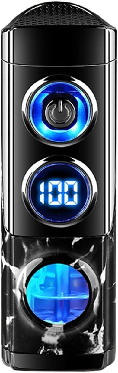 Smart Display Triple Flame Lighter, Triple Jet Flame, Windproof, Transparent air Window, Rechargeable Butane, Adjustable Flame(E)