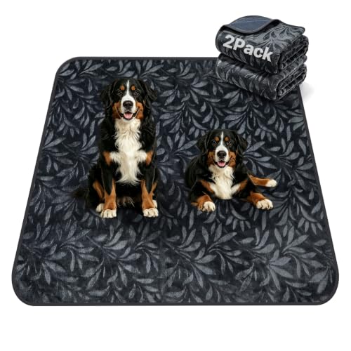 Image of LOOBANI 2 Pack Extra Large Washable Pee Pads for Dogs 72 inchx72 inch, Dark Gray