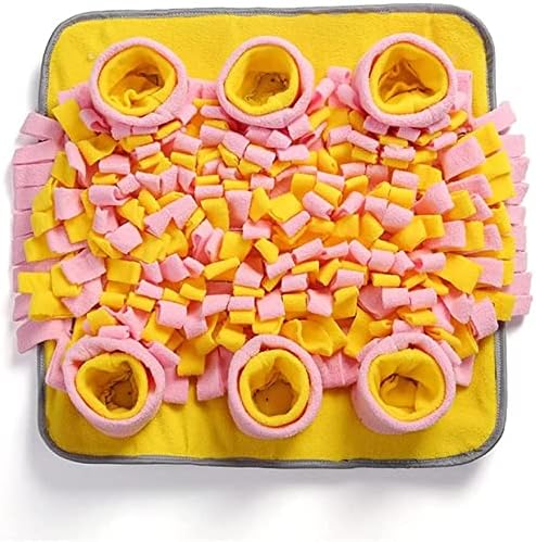 Dog Sniffing Pad Interactive Toy Dog Toy Washable Dog Sniffing Training Blanket Non-Slip Fleece Pad Ease (Yellow)