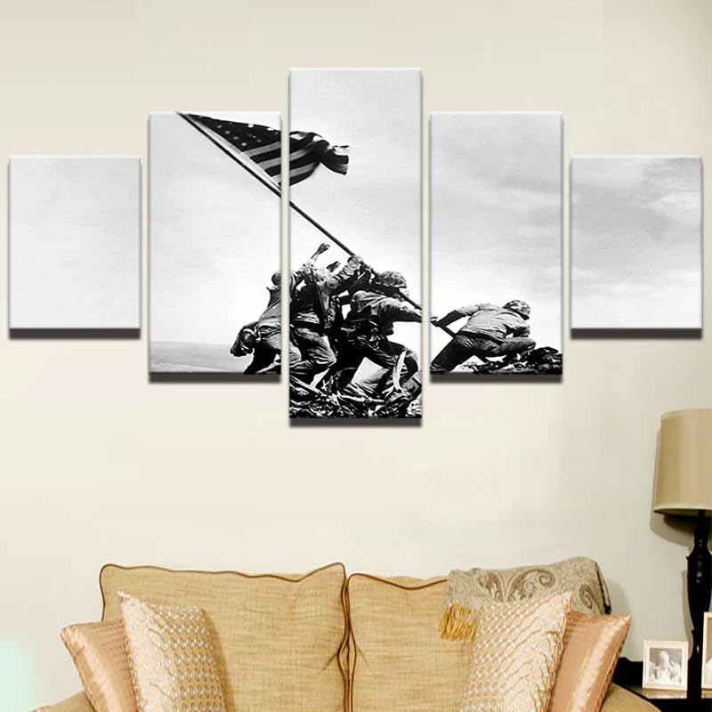 Tableau cuisine et salon soldats retro decoration murale multi panneaux avec cadre