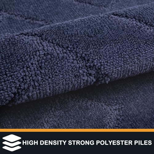 PURRUGS Dirt Trapping Door Mat 32" x 47", Non-Slip Machine Washable Entry Rug, Shoe Scraper, Dog Doormat, Super Absorbent Welcome Mat for Front & Back Door, Muddy Wet Shoes & Paws, Navy Blue