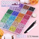 22000Pcs Resin Rhinestones for Bedazzling with Tweezers, Multicolor 2/3/4mm Rhinestones for Crafting with 3Pcs 10ml B7000 Jewelry Glue for DIY Crafts Clothing Tumblers Shoes Fabric Nail Art