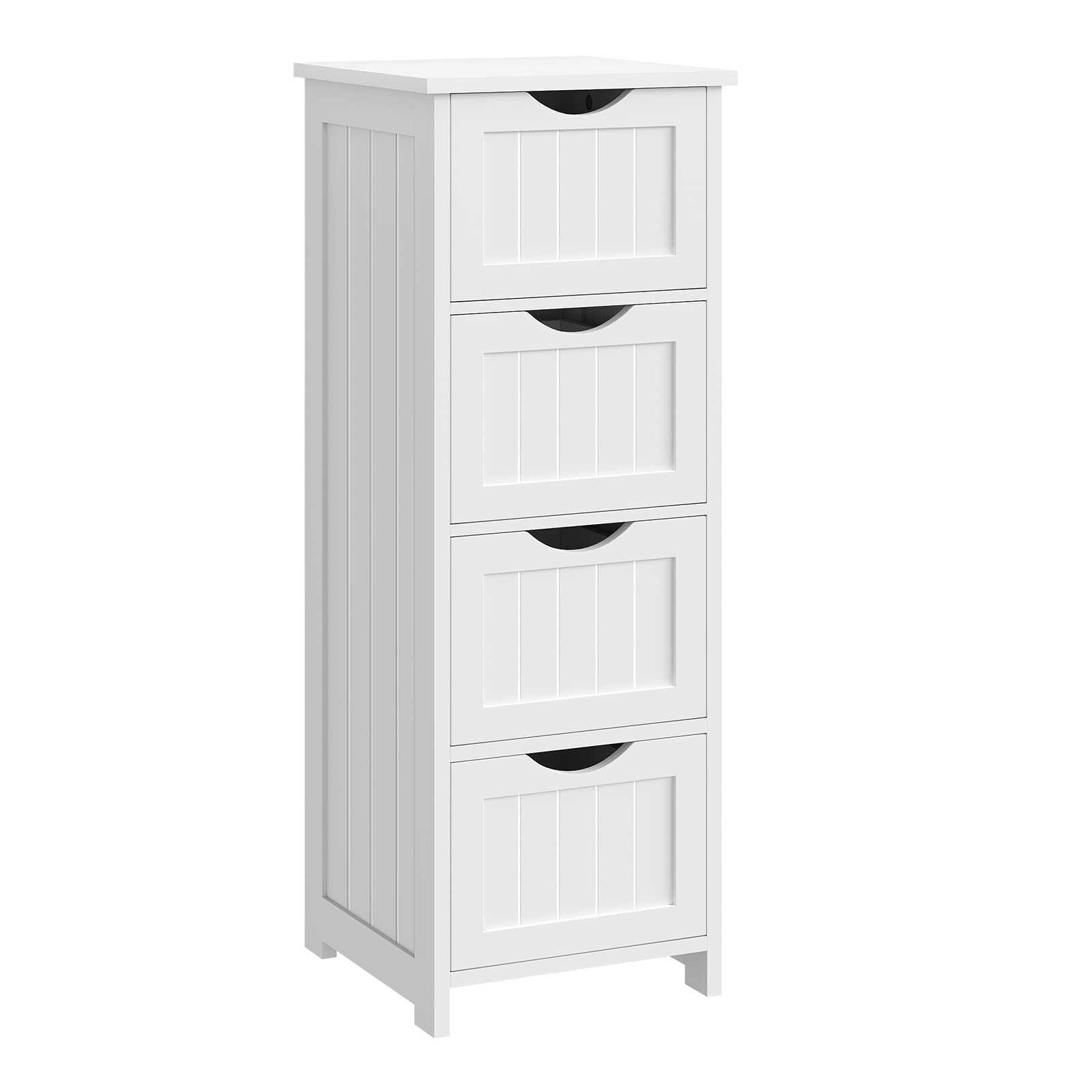 WOLTU Badezimmerschrank, Badschrank Schmal Klein, Beistellschrank mit 4 Schubladen, 30 x 30 x 82 cm, für Badezimmer, Wohnzimmer, Schlafzimmer, Esszimmer, Küche, Modern, Weiß BZS07ws