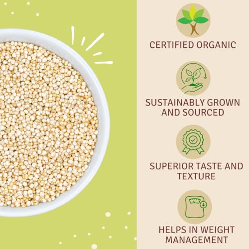 Image of Just Organik White Quinoa 1kg | certified Organic | Superfood Quinoa Rice | Complete Plant Protein with All Essential Amino Acids | Gluten-Free, Fiber and Nutrient-Rich | Supports Heart & Digestive Health