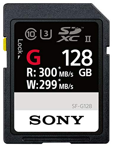 Sony SF-G128/T1 High Performance 128GB SDXC Uhs-II Class 10 U3 Memory Card with Blazing Fast Read Speed Up to 300MB/S