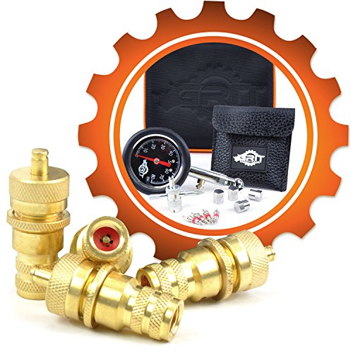 Grit Performance Automatic Tire Deflators with 80 PSI Tire Pressure Gauge + Valve Repair Kit & Custom Foam Case | Air Down Tire Deflator Tool Kit for Off Road Tires, Jeep, Truck, ATV, 4x4 Sand & Rock