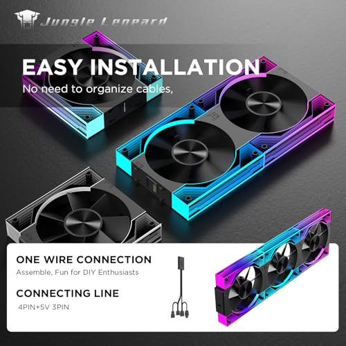 Image of Interstellar V3 120mm PC Case Fan Infinity Mirror Module Daisy-Chain 120mm RGB PWM Fan Triple Pack Suitable for Computer Case & 360mm AIO Cooler(Black-3Pack