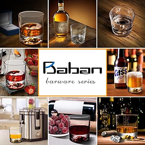 Whiskey Glasses Gift Set of 4, 310ml Old Fashioned Tumblers Glass with Personalized Thick Bottom, Whiskey Gift Sets for Dad, Men, Whiskey Glass Set for Birthday, Glassware, Bourbon/Rum/Bar Tumbler