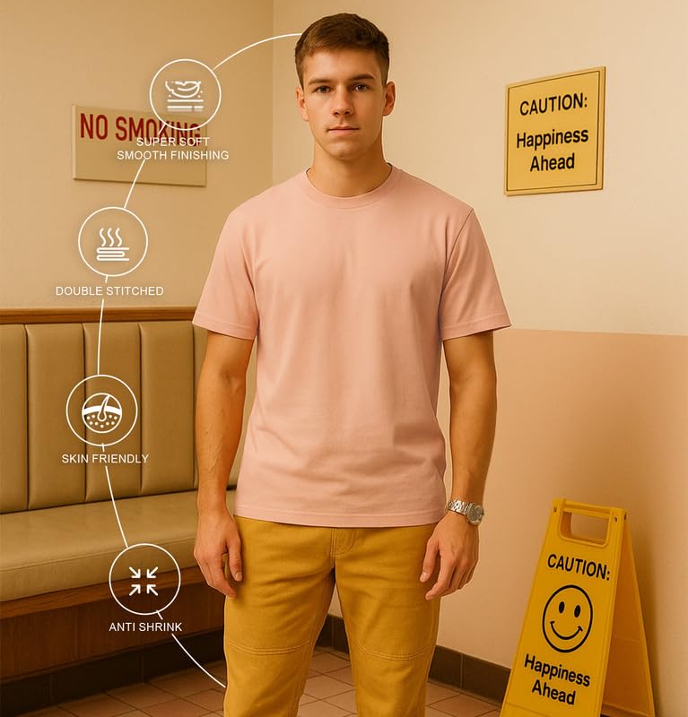 Image of Sleepynuts Men's Regular Fit Round Neck Half Sleeves Solid Casual Wear T-Shirt