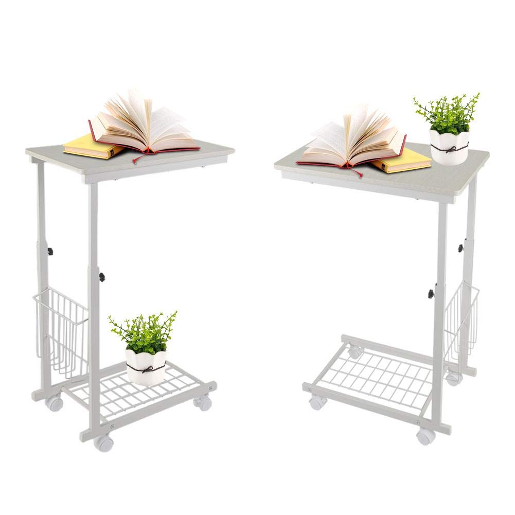 GOTOTOP Height Adjustable Desk, Side tables with storage bedside tableswith Detachable Wheels Sofa Side Table