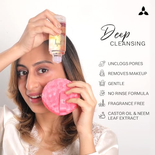 Image of July Micellar Cleansing Water 100ml With Makeup Remover Pad (Pink, Small) | No Rinse Makeup Remover Cleanser | Removes Daily Stubborn Makeup, Waterproof Makeup, SPF & Impurities | All Skin Types