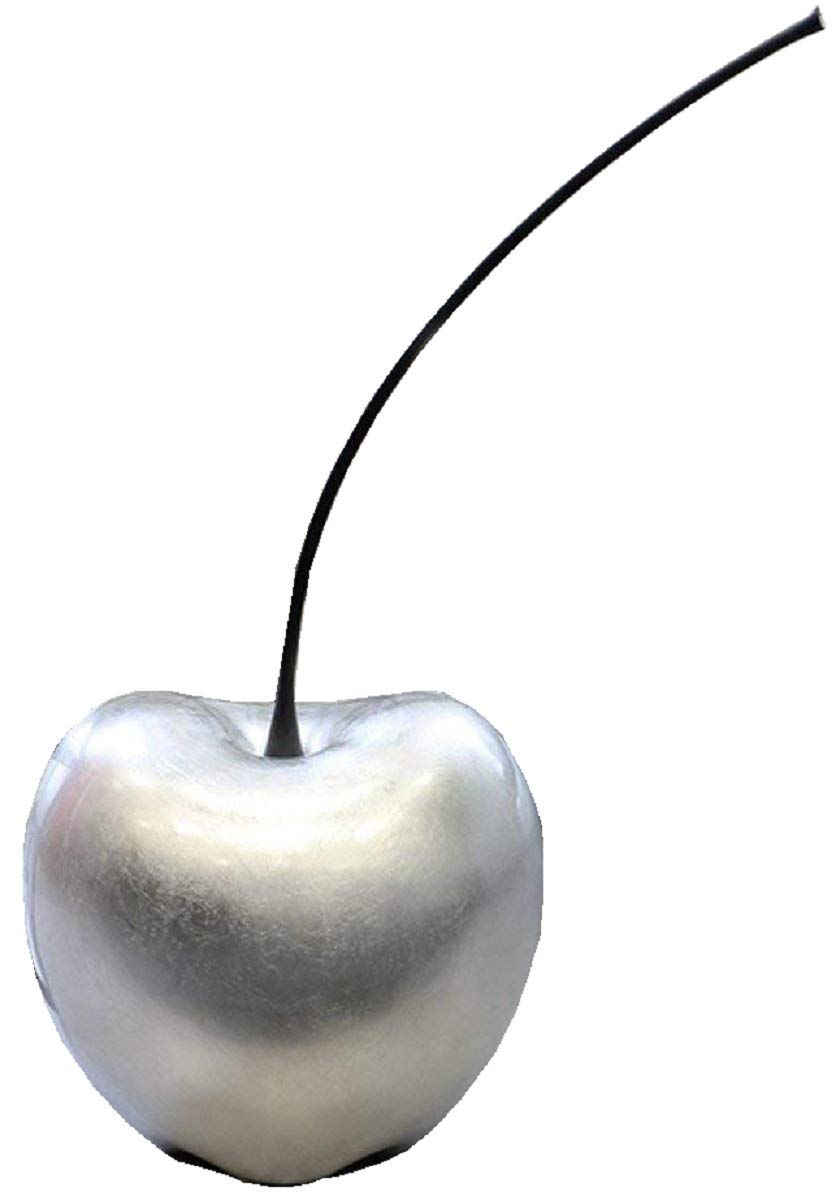 Cereza Escultura moderna celebración de cerámica en colour plateado altura 42 cm Ancho 17 cm