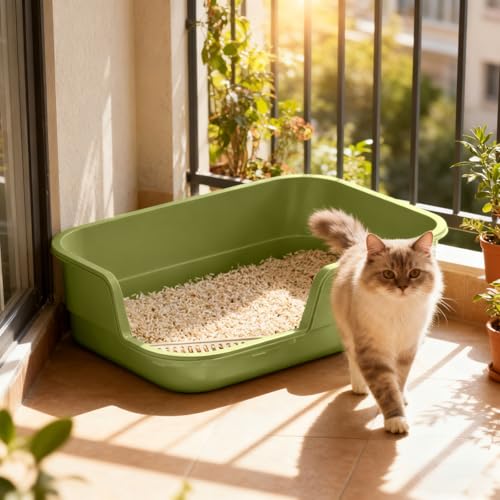 Litière extra large pour chats d'appartement bac semi-fermé durable - 6