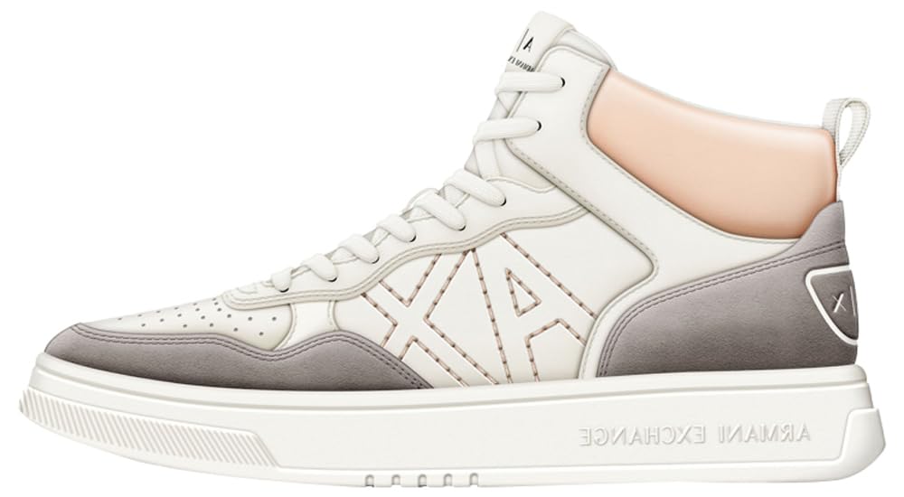 Armani Exchange Mujer Off White Rose Taupe Seattle - Zapatillas Altas Para Con Logotipo Bordado, 35.5 Eu