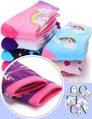 Image of Anlisim Girls Socks Cute Animal Pattern Cartoon Novelty Fashion Soft Cotton Socks 6 Pairs