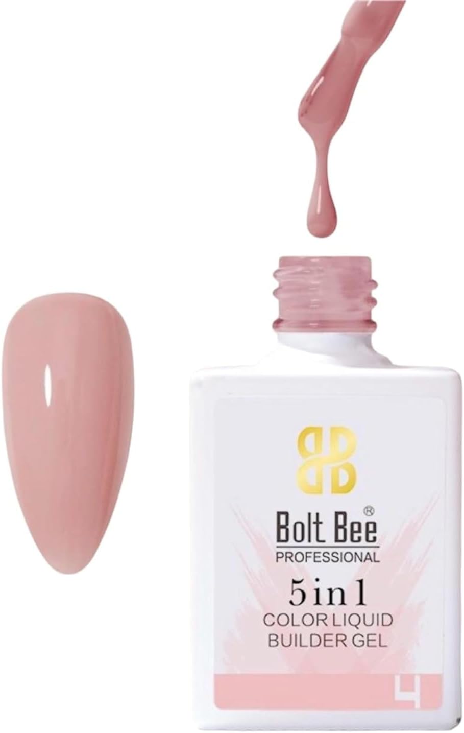 BOLT BEE 5 in 1 Color Liquid Builder Gel BIAB, Clear Pink Nude White, 15ml Nail Strengthener, Extension Hard Gel, Soak Off, UV Light Cure (4)