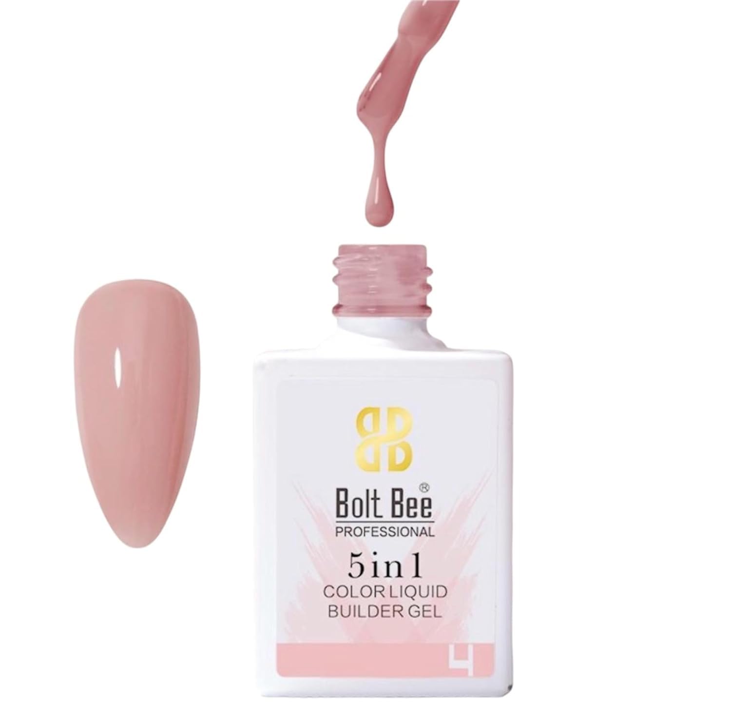 BOLT BEE 5 in 1 Color Liquid Builder Gel BIAB, Clear Pink Nude White, 15ml Nail Strengthener, Extension Hard Gel, Soak Off, UV Light Cure (4)-image-6